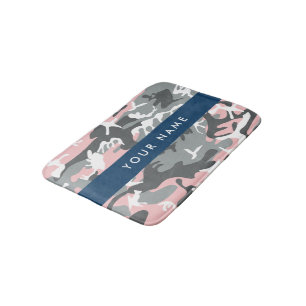 Roze en grijze camouflage Personaliseer je naam Badmat
