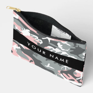 Roze en grijze camouflage personaliseer je naam etui