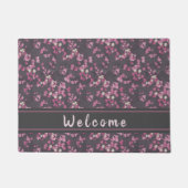 Roze en grijze Cherry Blossom Welcome Doormat Deurmat (Voorkant)