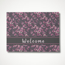 Roze en grijze Cherry Blossom Welcome Doormat