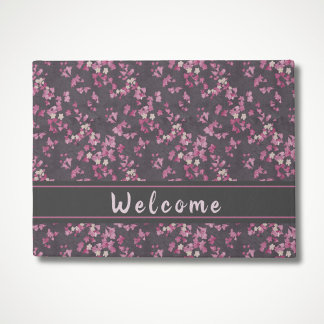Roze en grijze Cherry Blossom Welcome Doormat Deurmat