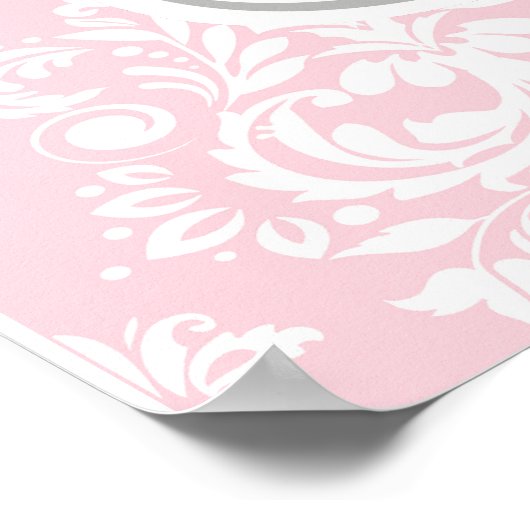 Roze en Grijze Chevron Ballerina Baby shower Poster (Hoek)