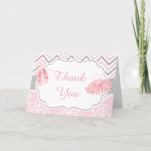 Roze en Grijze Chevron Ballerina Bedankt