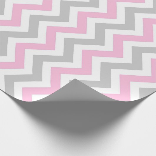 Roze en grijze chevron cadeaupapier (Hoek)