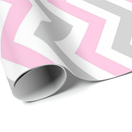 Roze en grijze chevron cadeaupapier (Rol Hoek)