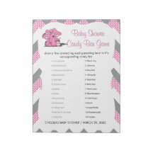 Roze en grijze Chevron Elephant Baby shower Game 2