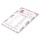 Roze en grijze Chevron Elephant Baby shower Game 2 Notitieblok (Schuin)