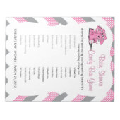 Roze en grijze Chevron Elephant Baby shower Game 2 Notitieblok (Voorkant)
