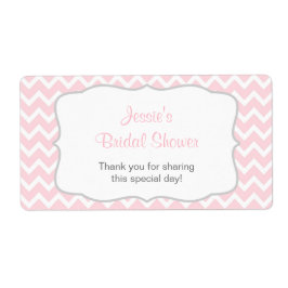 Roze en Grijze Chevron-etiket van de Waterfles Etiket