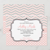 Roze en grijze Chevron Kaart (Voorkant / Achterkant)