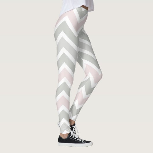 Roze en grijze Chevron Leggings (Rechts)