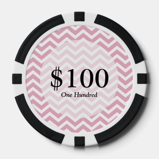Roze en grijze chevron pokerchips (Voorkant)