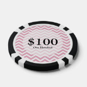 Roze en grijze chevron pokerchips (Enkel)