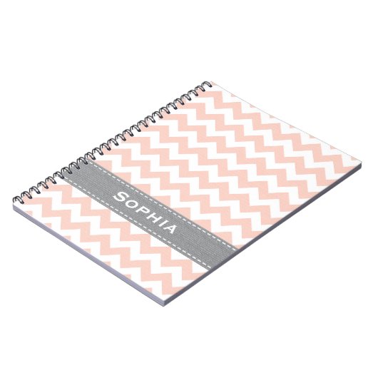 Roze en grijze Chevron Spiral Notebook Journal Notitieboek (Linkerzijde)