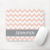 Roze en grijze Chevron Striped Mousepad Muismat (Met muis)