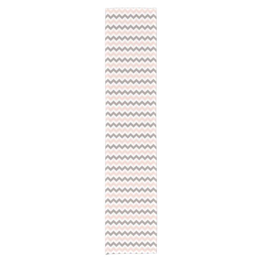 Roze en grijze Chevron Table Runner Korte Tafelloper (Voorkant)