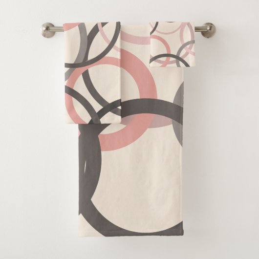 Roze en grijze cirkels bad handdoek (Insitu)