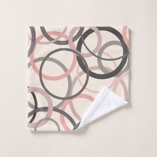 Roze en grijze cirkels bad handdoek (Wasdoekje)