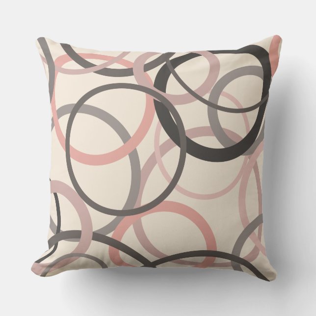 Roze en grijze cirkels kussen (Voorkant)