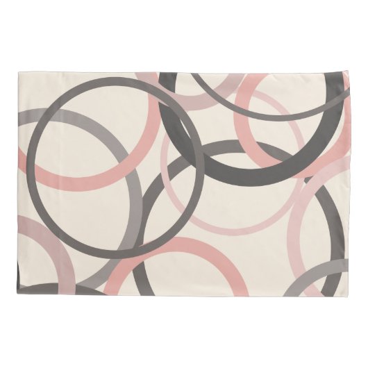 Roze en grijze cirkels kussensloop (Achterkant)