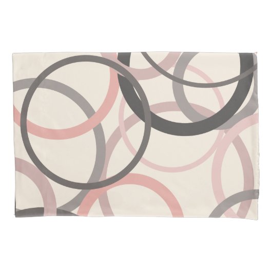 Roze en grijze cirkels kussensloop (Voorkant)