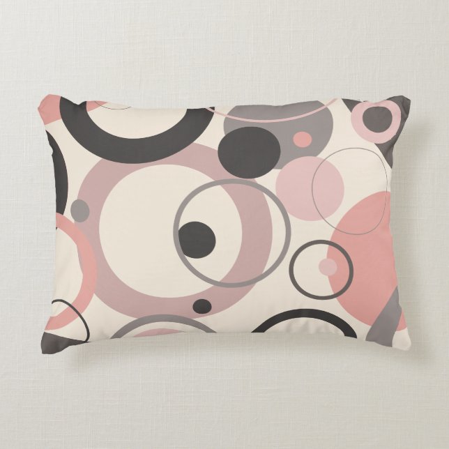 Roze en grijze cirkels M-eeuwse moderne Accent Kussen (Voorkant)