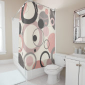 Roze en grijze cirkels M-eeuwse moderne Douchegordijn (In situ)