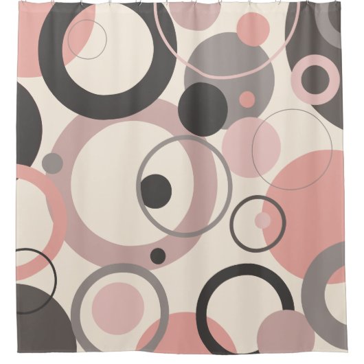 Roze en grijze cirkels M-eeuwse moderne Douchegordijn (Voorkant)