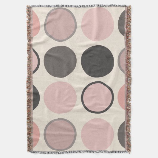 Roze en grijze cirkels midden-eeuwse moderne deken (Voorkant Verticaal)