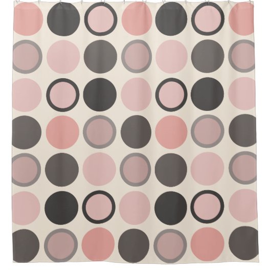 Roze en grijze cirkels midden-eeuwse moderne douchegordijn (Voorkant)