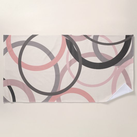 Roze en grijze cirkels strandlaken (Voorkant)