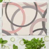 Roze en grijze cirkels theedoek (Gevouwen)