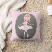 Roze en grijze couture Ballerina Girls Bedroom Kussen (Deken)