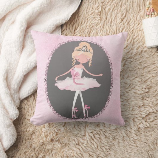 Roze en grijze couture Ballerina Girls Bedroom Kussen (Deken)