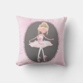 Roze en grijze couture Ballerina Girls Bedroom Kussen (Voorkant)