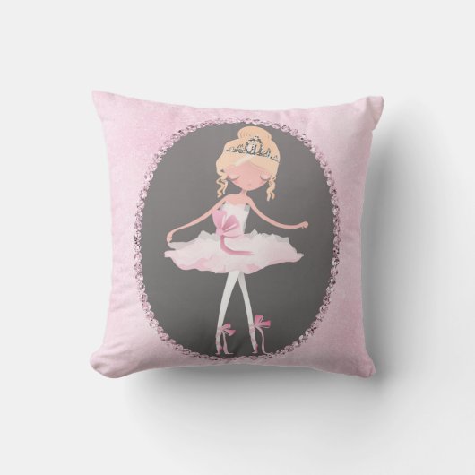 Roze en grijze couture Ballerina Girls Bedroom Kussen (Voorkant)