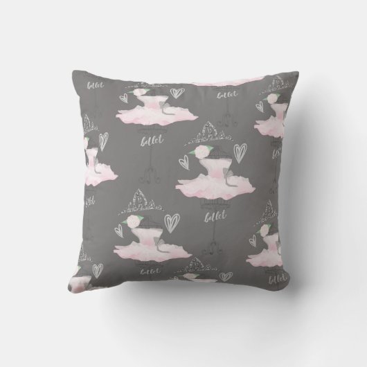 Roze en grijze couture Ballerina Girls Bedroom Kussen (Achterkant)