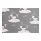 Roze en grijze couture Ballerina Girls Bedroom Kussensloop (Achterkant)