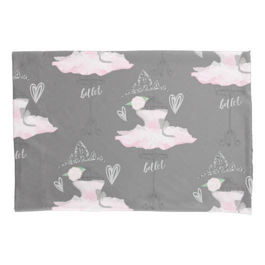 Roze en grijze couture Ballerina Girls Bedroom Kussensloop (Voorkant)