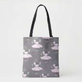 Roze en grijze couture Ballerina Girls Bedroom Tote Bag (Voorkant)