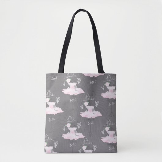 Roze en grijze couture Ballerina Girls Bedroom Tote Bag (Voorkant)