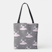 Roze en grijze couture Ballerina Girls Bedroom Tote Bag (Achterkant)
