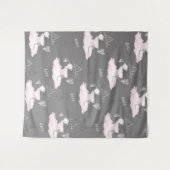 Roze en grijze couture Ballerina Girls Bedroom Wandkleed (Voorkant (horizontaal))