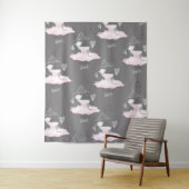 Roze en grijze couture Ballerina Girls Bedroom Wandkleed (In situ)