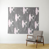 Roze en grijze couture Ballerina Girls Bedroom Wandkleed (In Situ (horizontaal))