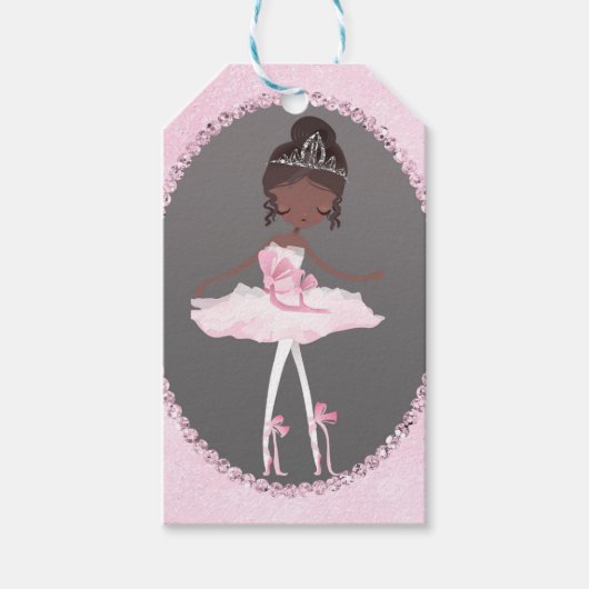 Roze en grijze couture Dark Ballerina Birthday Par Cadeaulabel (Voorkant)