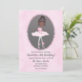 Roze en grijze couture Dark Ballerina Birthday Par Kaart (Staand voorkant)