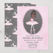 Roze en grijze couture Dark Ballerina Birthday Par Kaart (Voorkant / Achterkant)