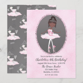 Roze en grijze couture Dark Ballerina Birthday Par Kaart