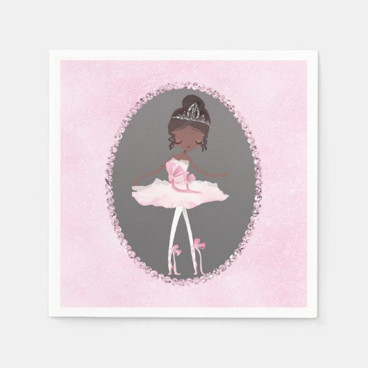 Roze en grijze couture Dark Ballerina Birthday Par Servet (Voorkant)